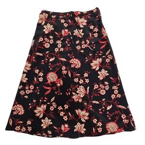 Vintage Sag Harbor Womens Size MP Petite Black Dark Floral Bohemian Maxi Skirt